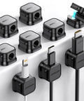 9 Pack Magnetic Cable Clips With Smooth Adjustable Slots Self Adhesive Cord Holders For Under Desk Cable Management