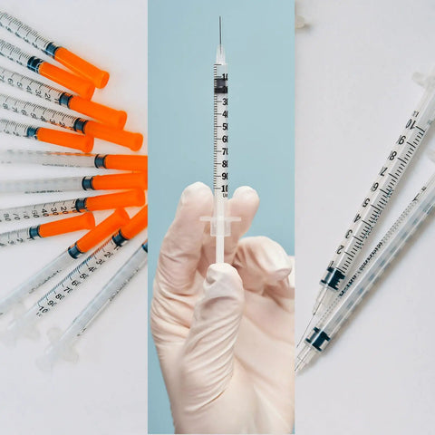 1ml Syringe With 31G 8mm Needle, Disposable And Individually Wrapped, Pack Of 30 For Lab And Pet Care, Precise Dosing, Medical Grade, Easy Grip, Leakproof Tip, Ideal For Veterinary And Research Use, shown with orange caps