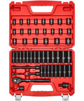 3/8 Inch Drive Impact Socket Set, 50-Piece SAE 5/16 to 3/4 Inch and Metric 8-22mm, Deep and Shallow 6-Point CR-V Steel in case