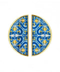 Azulejo Style Portuguese Tile Cabinet Handles 2 Pack 3 Inch Center Hole Semicircle Drawer Pulls Solid Zinc Alloy Hardware Gold Finish