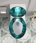 Elongated Resin Toilet Seat for Bathroom with vibrant sea turtle design, measures 14.5" x 18.5", enhances decor.