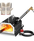 Portable One Burner Propane Forge For Blacksmithing And Knife Making, heats up to 2600 F, gloves included, side view