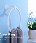 Heavy Duty 4 Piece Bathroom Hardware Set Wall Mounted White Stainless Steel Towel Ring with Gray Towel, Built To Last