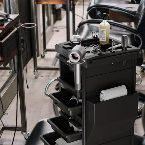 Sturdy Salon Trolley With Lock And Six Drawers, Hot Tools Holder, Wheels, Hair Cart Organizer For Barbers And Cosmetologists