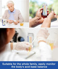 Person using Must Have At Home pH Test Strips 4.5 To 9.0, 200 Count for urine and saliva testing, close-up shots
