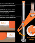 Upgraded Drywall Cutting Tool With 2 Extra Replacement Blades And Extended Nylon Handle Foldable Sheetrock Cutter With 19 Built In Metal Wheels For Pro Grade Effortless Precise Dust Free Cuts Every Time showing ergonomic handle and burr removal design