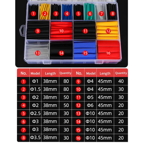 580 Piece Heat Shrink Tubing Kit For Wires Industrial Grade 2 To 1 Shrink Ratio Waterproof Electrical Tape Multi Color Assorted 11 Sizes DIY Friendly For Wiring Fixes Automotive And Marine Projects.