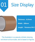 High Heat Resistant PTFE Tape For Sublimation Pressing And Vinyl Weeding, 200mm wide, 10m long, 0.25mm thick roll.
