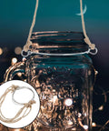 5 Pcs Metal Jar Handles And Wire Hangers For Mason Jars With Universal Hemp Rope Easy To Attach No Tools Required showcased with lights.