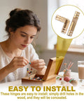 Woman using Premium 30 Pcs Brass Hidden Cylinder Hinges Mini Barrel Hinges 20x4mm for jewelry box DIY project.