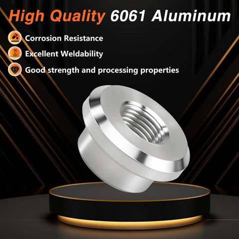 Heavy Duty 1/8 Inch NPT Female Weld On Bung Fitting Aluminum Fuel Tank Valve Connector With TIG Welding Wire Rock Solid For Custom Drum And Pipeline Builds detailed view of 6061 aluminum alloy bungs.