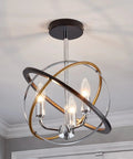 Three Light Farmhouse Dope Vintage Chandelier With Industrial Chrome Matte Finish E12 Base Semi Flush Mount Ceiling Light