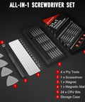 Top Tier 31 In 1 Precision Screwdriver Set Featuring Slick Magnetic Bits And Pry Tools, 24 CRV bits with storage case and pry tools.