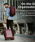 Moody Burgundy 2 Wheel Carry On Luggage With Oversized Wheels And Trolley Handle Lightweight Rolling Suitcase For Air Travel