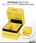 Gift ready watch box in yellow with black interior, designed for presenting watches, may vary in color and style.