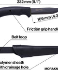 Carbon Steel Fixed Blade Bushcraft Knife With Sheath, 4.3 Inch Blade, Black Tactical Outdoor Knife, friction grip handle and belt loop