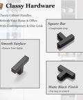 100 Pack Flat Black Stainless Steel Cabinet Knobs Square Corner Bar Handles For Kitchen Cabinets And Doors, 2 Inch Overall Length, Single Hole T Knob, Drawer Pulls For Closet Wardrobe Bedroom, Durable Modern Hardware