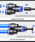 Illustration of 6mm OD Push To Connect Pneumatic Fitting Plug Pack Of 10 Black PBT Resin showing installation and removal steps.