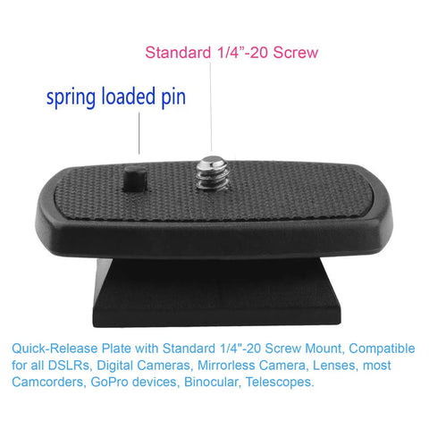 44mm Quick Release Plate Tripod Mounting Adapter with UNC 1/4-20 thread and spring loaded pin