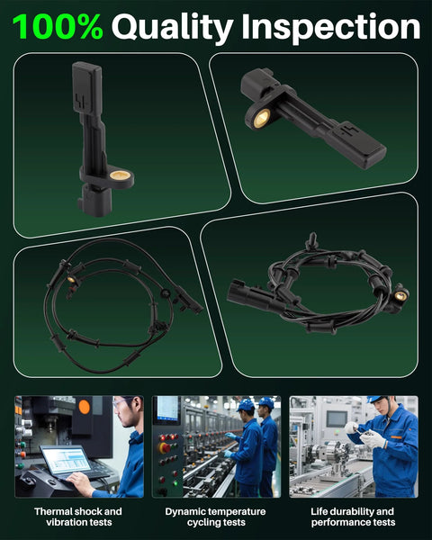 Carbhub ABS wheel speed sensors 4-pc set for Jeep Wrangler JK; front & rear, left & right with wiring harnesses