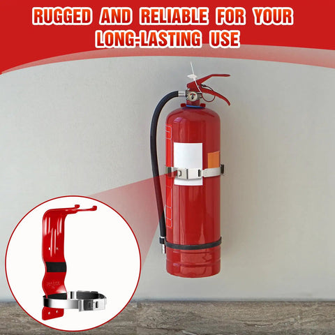 Heavy Duty Pair Of Fire Extinguisher Brackets Constructed From Premium Stainless Steel Wall Mount Support That Locks Rock Solid On Five Lb Tanks In Pickups Rv Campers And Garages With No Fuss Setup In Vibrant Red Finish