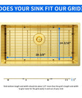 Rock Solid Gold 304 Stainless Steel Sink Grid Protector Covers dimensions 28-3/8 by 14-3/16 inch for single bowl sinks.