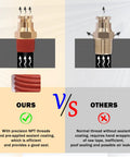 Comparison of Brass DOT Air Line Fittings Kit precision NPT threads with sealant versus standard threads without sealant.