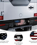 Vintage Americana Flag License Plate Cover For Front Car Decor With Distressed Retro Look And USA Flag Vibe, installed on SUV