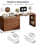 L Shaped 47 Inch Corner Desk With Six Drawers And File Cabinet Rustic Walnut Farmhouse Computer Desk For Multi Monitor Setup Boss Level Space Saving Desk To Maximize Space And Productivity dimensions