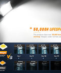 Marine LED Light Pods Four Inch White Spot Flood Combo Two Pack For Pontoon Boats showing brightness and lifespan