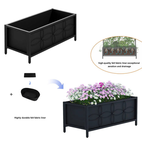 Sturdy Raised Garden Bed With Inner Fabric Liners For Vegetables And Flowers, Heavy Duty Planter Box For Backyard Patio Or Balcony
