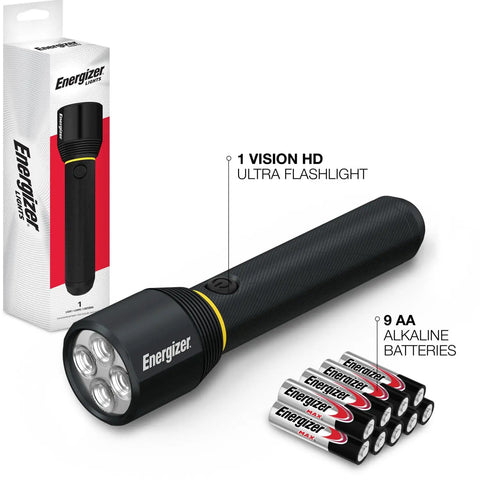 Vision HD Ultra LED Flashlight with Digital Focus, 1800 Lumens, IPX4 Water Resistant, aircraft-grade aluminum, 9 AA batteries