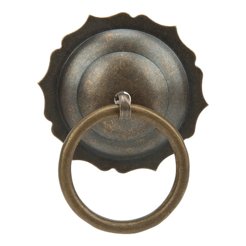 Antique Brass Cabinet Knob With U Shaped Needle Mounting Kit for Doors Drawers and Wardrobes with Old School Vibe, vintage pull handle.