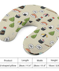 Women's Travel Neck Pillow Memory Foam U Shaped, Daily Use Comfort And Travel Buddy with Sushi Pattern, 11.4-inch length