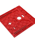 Universal Aluminum Router Table Insert Plate With Precision Center Hole, red anodized, flat surface for woodworking projects.