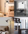 Industrial Floor Lamp For Living Rooms And Bedrooms, Rustic Farmhouse Standing Reading Lamp displayed in various home settings