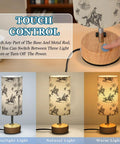 Cowboy Watercolor Decor Bedside Lamp With 3-Way Dimmable Touch Control And Built-In Charging Station showing touch control feature.