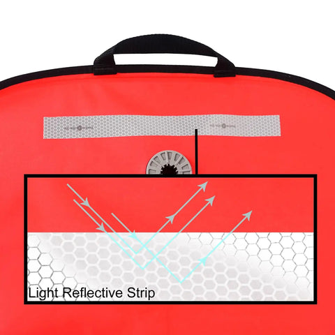 Big Neon High Visibility 50 Lb Lift Bag For Scuba Diving With Over Pressure Valve, Reflective Band detail