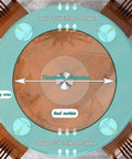 Top view of 36 Inch Lazy Susan Turntable Rotating Serving Tray With Tempered Glass And Aluminum Base on a dining table.