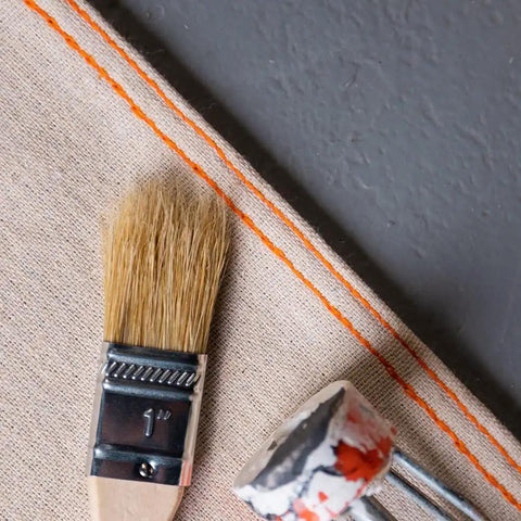 Close-up of Stay Put Canvas Plus Drop Cloth 6 Ft By 8 Ft Ultra Slip Resistant Backing Leak Resistant to Paints and Stains.
