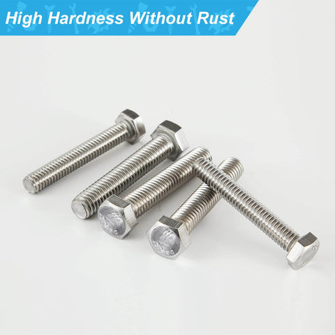 M8 X 25Mm Hex Head Bolts Set 20 Pack Stainless Steel 304 A2-70 Fully Threaded M8 X 1.25 Pitch Bright Finish Hexagon Head Screws