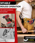 Cordless Heat Gun with M18 Battery Compatibility shown with tool belt, highlighting portable cordless operation.