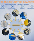 Dope All-In-One 21 In 1 3D Printer Smoothing And Finishing Tool Kit with brass tips shown in various applications and uses.