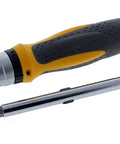Pro Grade 9-In-1 Ratcheting Nut Driver And Screwdriver Set For Electricians, featuring chrome vanadium build and quick-change bits.