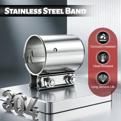 Top Shelf 2.5 Inch Exhaust Clamp And Muffler Sleeve Coupler Forged From Tough As Nails 304 Stainless Steel To Fix Pipe Joints And Quit Those Annoying Backseat Rattles