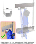 Floor Jack Wall Mount Holder For 1.5 To 3 Ton Hydraulic Low Profile Racing Jacks Universal Trailer And Garage Storage Bracket shown installed with handle loops.
