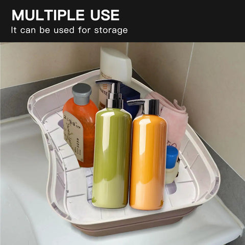 Heck Of A Sturdy Kids Step Stool With Super Grippy Non Slip Feet For Little Ones Reaching The Bathroom Sink Or Finishing Potty Training Without Any Wobbles with various bottles stored.