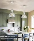 Brushed Nickel Cool Hammered Glass Pendant Light for Kitchen Island and Dining Room 10 Inch Hand Blown Modern Glass Pendant