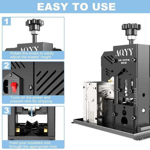 Automatic Electric Wire Stripper Machine For 0.06 To 1.18 Inch Wires, 1.5-25 Mm Scrap Wire Copper Cable Stripping Tool, 180W Motor Power