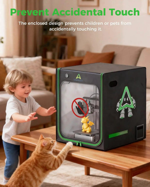 Child and cat near Led Lighting 3D Printer Enclosure Built To Last With Constant Temperature Fireproof And Dustproof Protective Cover 520x600x720mm